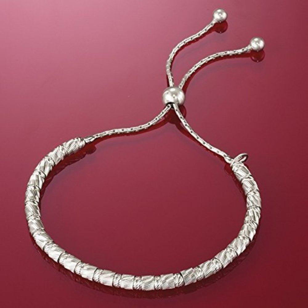 Italian Sterling Silver Cylinder Bead Bracelet
